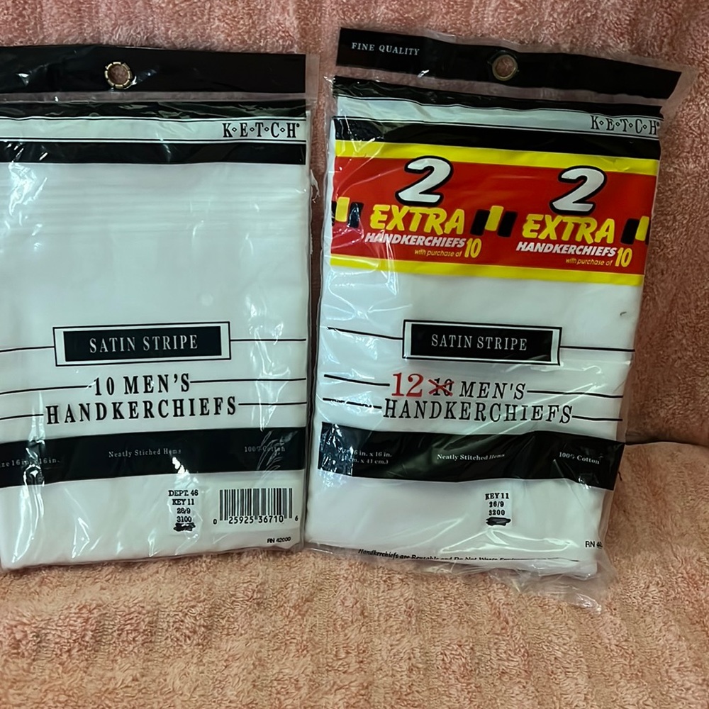 New MEN’S HANDKERCHIEFS you get two packs with total of (22) handkerchiefs